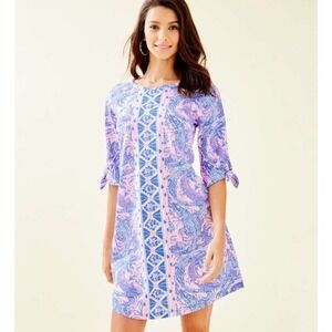 Lilly Pulitzer Preston Tie Sleeve Dress‎ Size XS Maybe Gator EUC Shift Dress